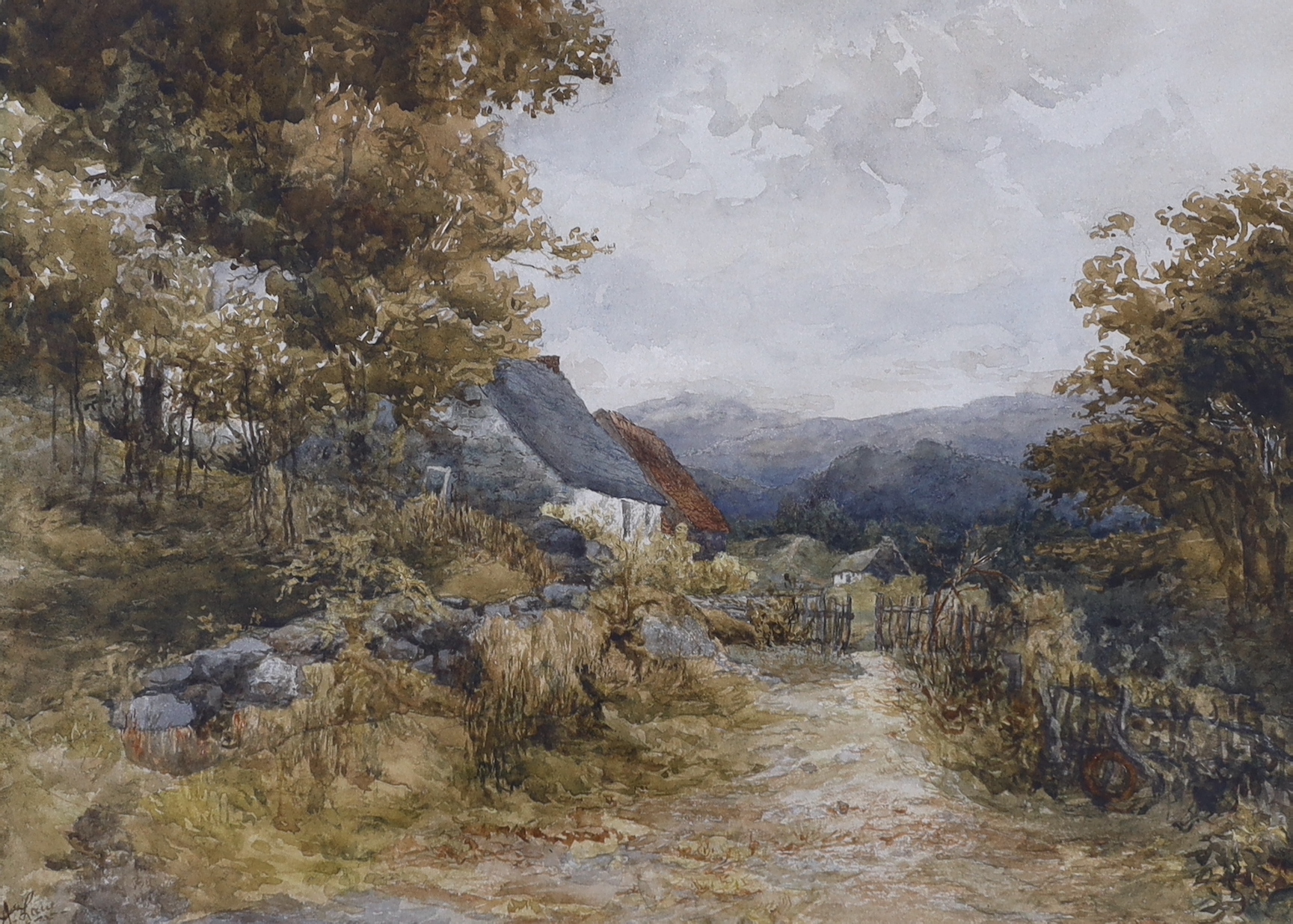 Andrew Law (Scottish, 1873-1967) watercolour, Brig O'Turk, signed, 24 x 33cm